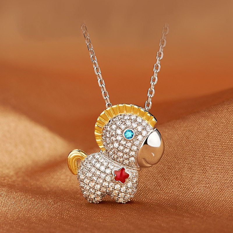 [Ready Stock]Fashion Gold-Plated Chinese Zodiac Pendants Micro-Inlaid Full Diamond Necklace