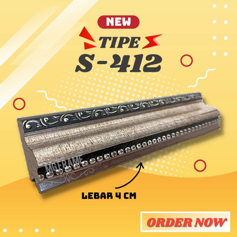 BATANGAN PIGURA TYPE S 412 PANJANG 1METER//LIS PLAVON// LIS PVC //LIS PROFIL