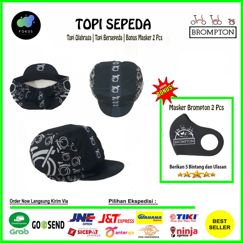 Topi Sepeda / Topi Gowes / Cycling Cup Hitam / Topi Sepeda Brompton
