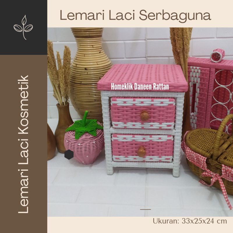 (TERLARIS) LEMARI LACI ROTAN 2 SUSUN / LEMARI RAK KOSMETIK