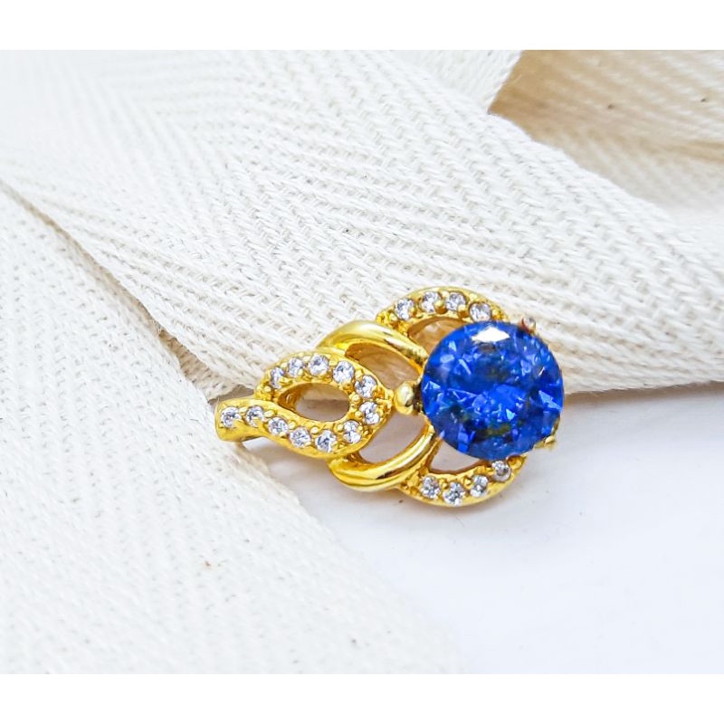 liontin titanium mata kristal biru import orisinal