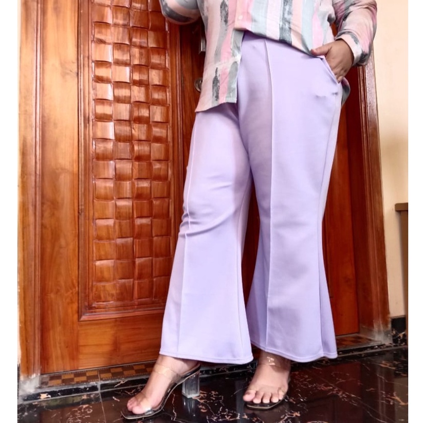 COD✅ALL SIZE REMAJA &amp; BIG SIZE up BB 90+kg 4XL / CUTBRAY FIT &amp; FLARE ~ Scuba Premium TEBAL &amp; NYAMAN celana panjang wanita/big size/XXXXL/retro/kasual/bawahan muslimah