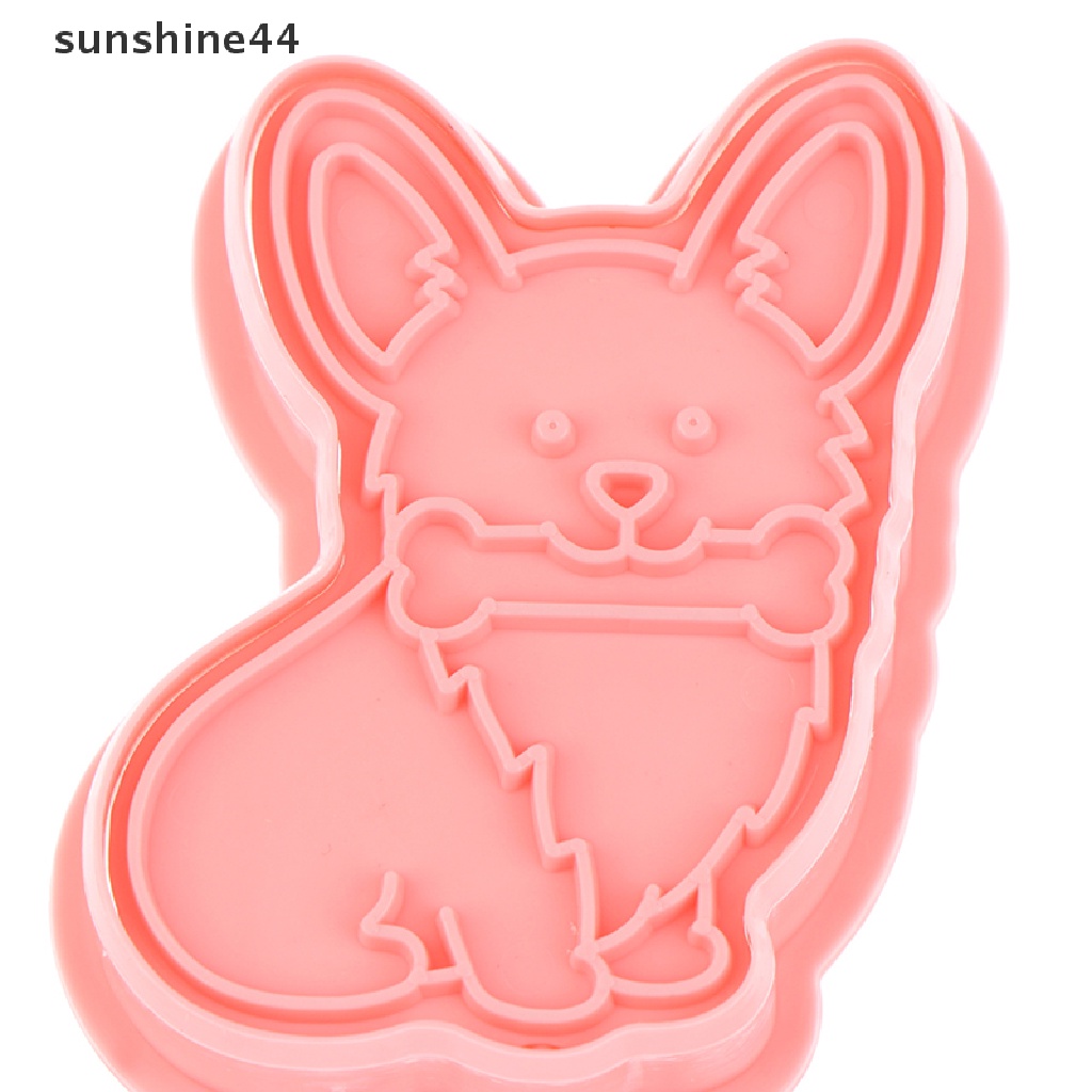 Sunshine 8PCS Cetakan Biskuit / Cookies Bentuk Kartun Corgi 3D Bahan Plastik