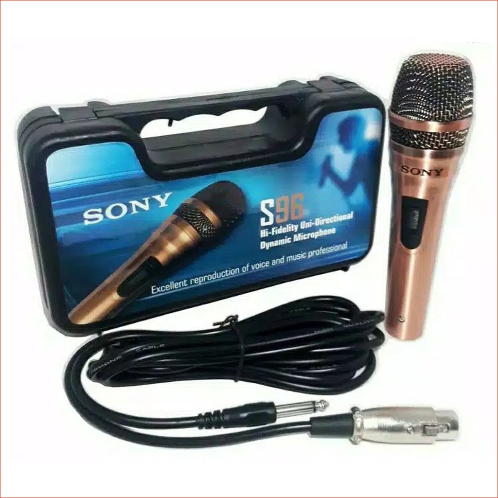 Microphone Karaoke SONY S96 Mic Kabel Mikrofon Suara vocal empuk