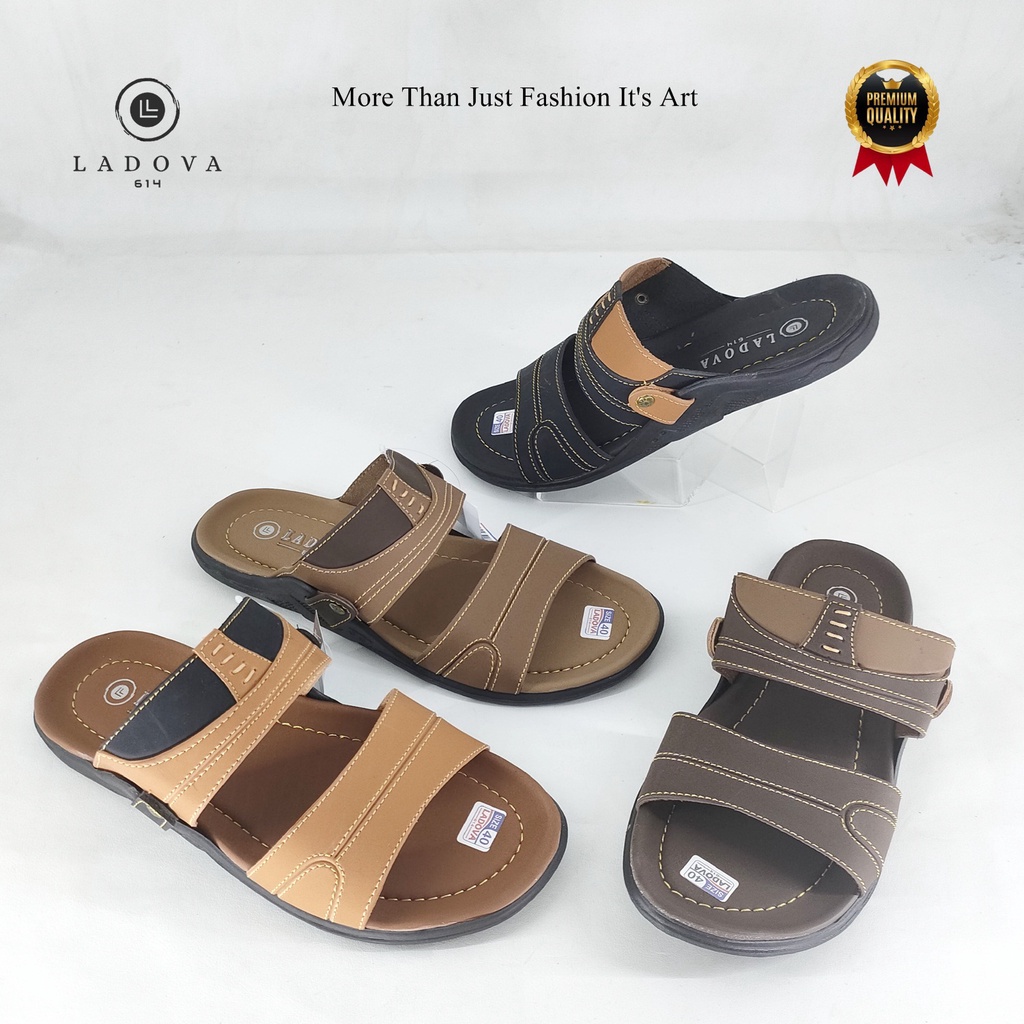 Sandal Pria Casual Slop Original Ladova 614 KP02 / Sandal Cowok Dewasa Keren Kekinian Terbaru