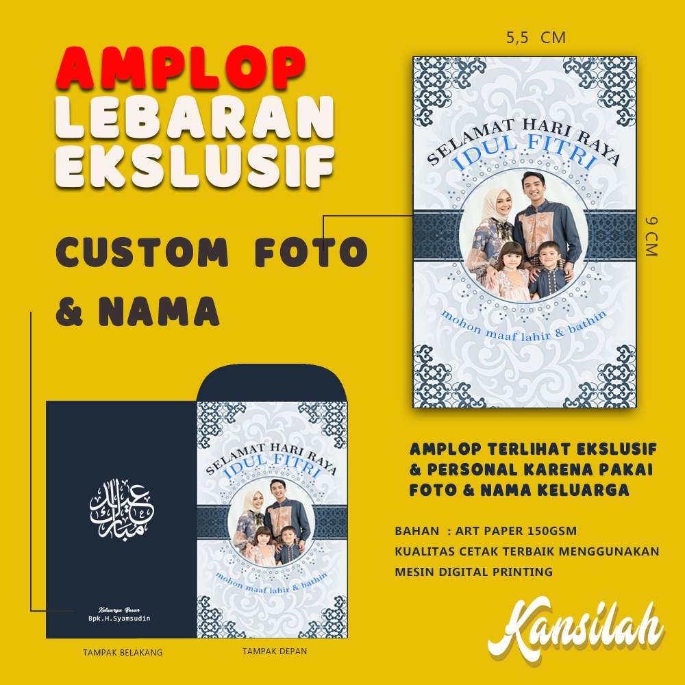 Amplop Lebaran Bisa Custom Foto &amp; Nama Keluarga