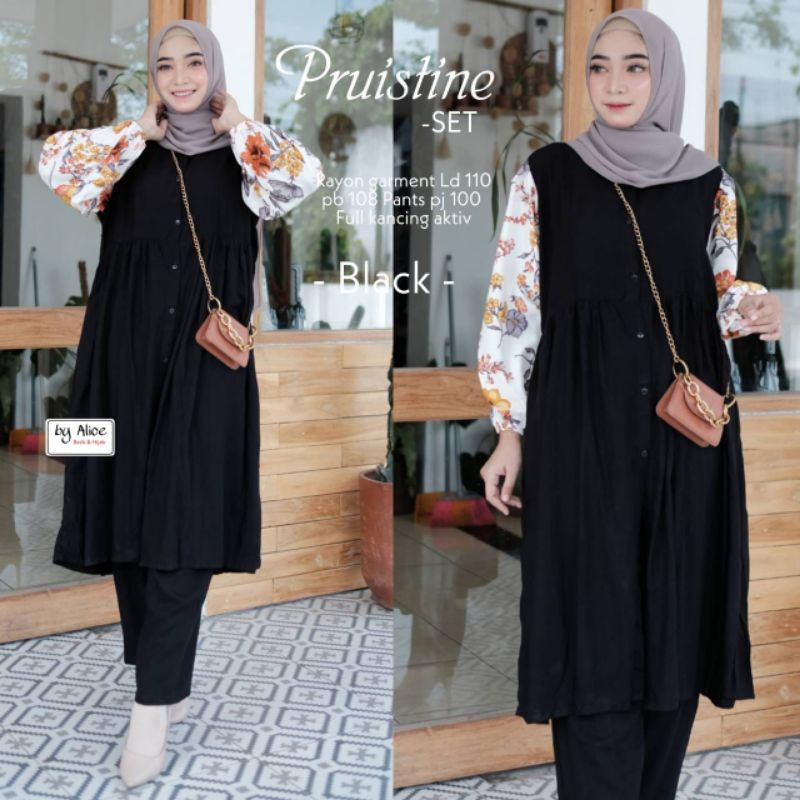 PRUISTINE LONG SET || RAYON VISCOSE || DAILY SETELAN BATWING ALICE
