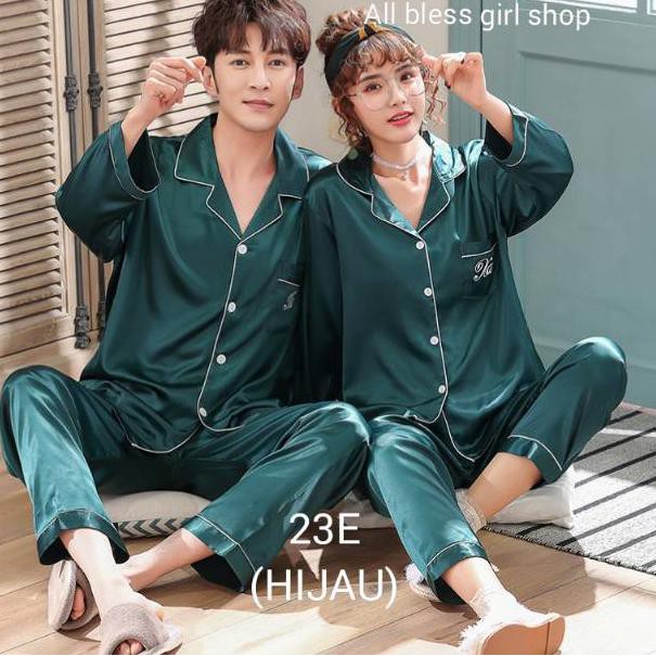 Ajk52 Baju tidur couple  pasangan KOREAN STYLE bordiran 