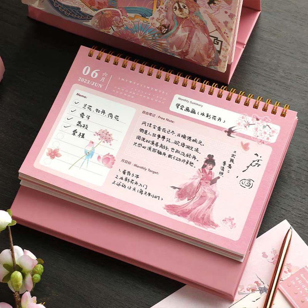 Mxbeauty 2023kalender Chinese Student Rumah Sekolah Kantor Perlengkapan Gaya Antik Jadwal Organizer Alat Tulis Desktop