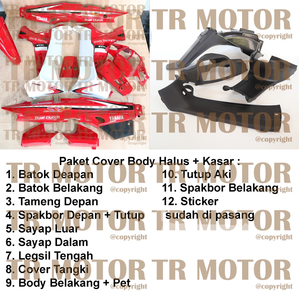 Cover Body Fizr F1zr SS Two Merah Full Set Halus Cover Bodi Yamaha Fiz r