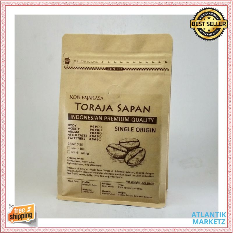 

Kopi Fajarasa Toraja Sapan Biji Kopi Arabica 200 gram