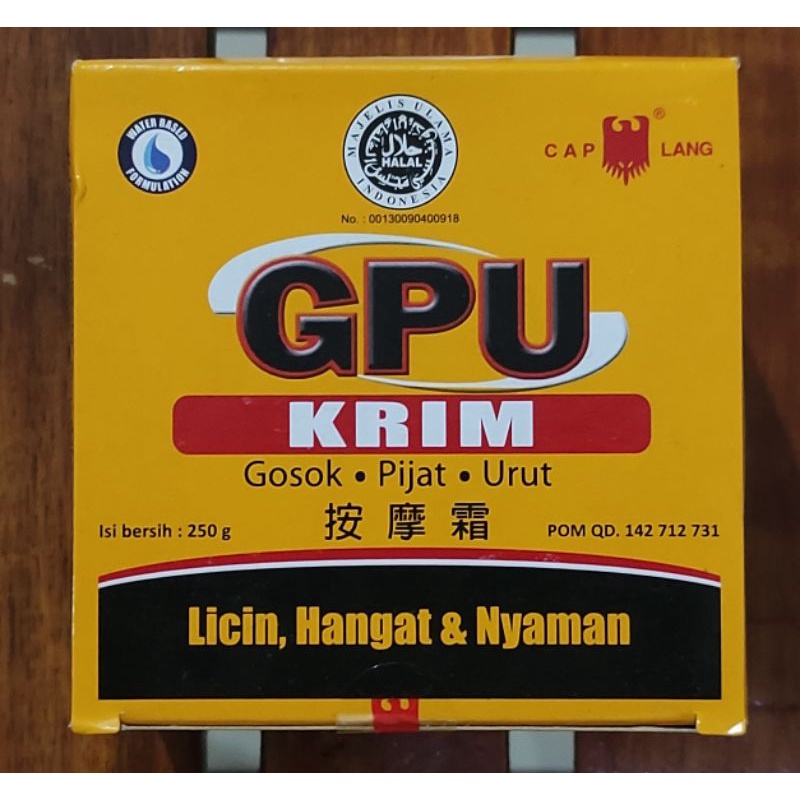 Gpu Krim Lang 250 Gram / Pegal Linu / Nyeri Sendi / Sakit punggung / Minyak Urut