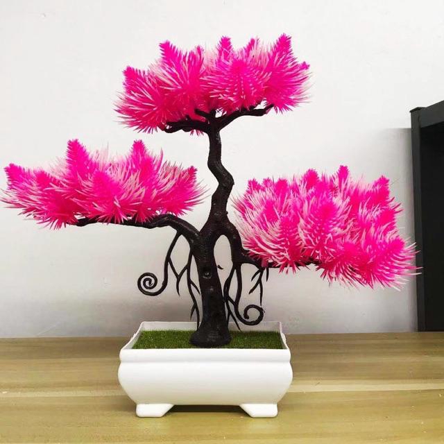 Grosir - T823 Tanaman Hias Bunga / Tanaman Bunga Plastik / Tanaman Ornamen / Bunga Dekorasi Rumah-Pink 