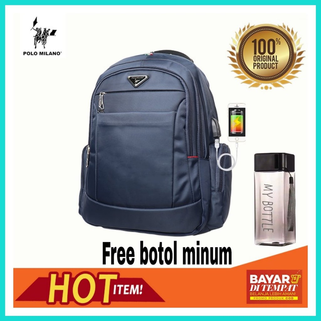 BIG SALE TAS IMPORT PRIA POLO MILANO - 88336 - RANSEL TERBARU FREE BOTOL - TAS ANTI AIR MURAH