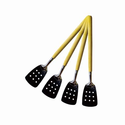 Spatula Stainless Gagang Kayu | Sutil Lobang | Perlatan Masak