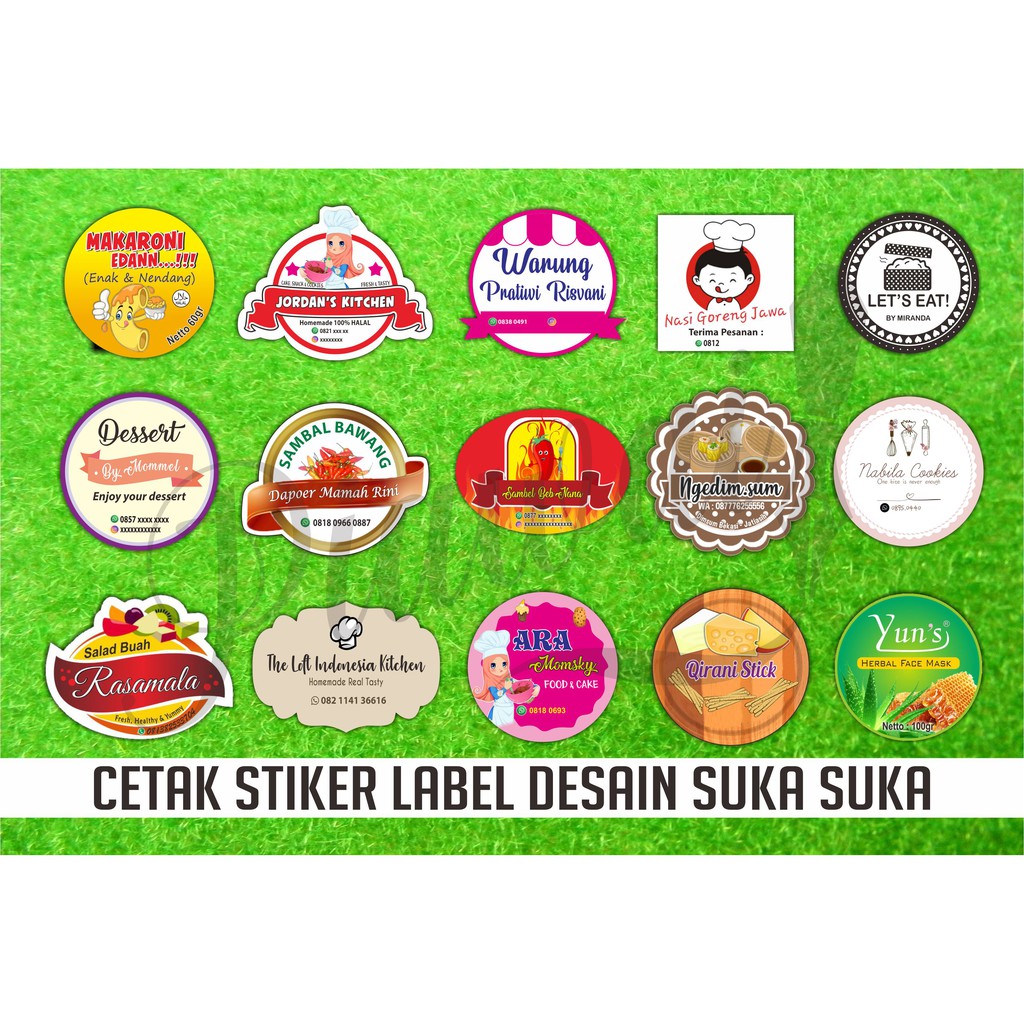 Stiker Label  Makanan  Minuman Kue Produk Skincare 