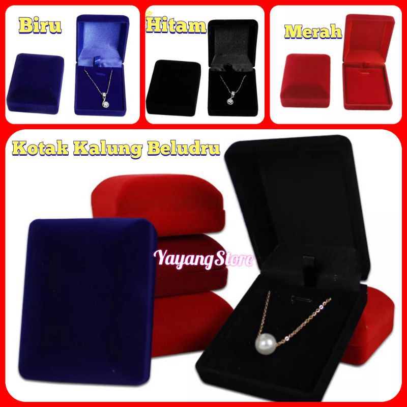 KOTAK CINCIN / TEMPAT CINCIN / BOX CINCIN ANTING KALUNG 2 CINCIN BELUDRU MERAH BIRU HITAM IMPORT