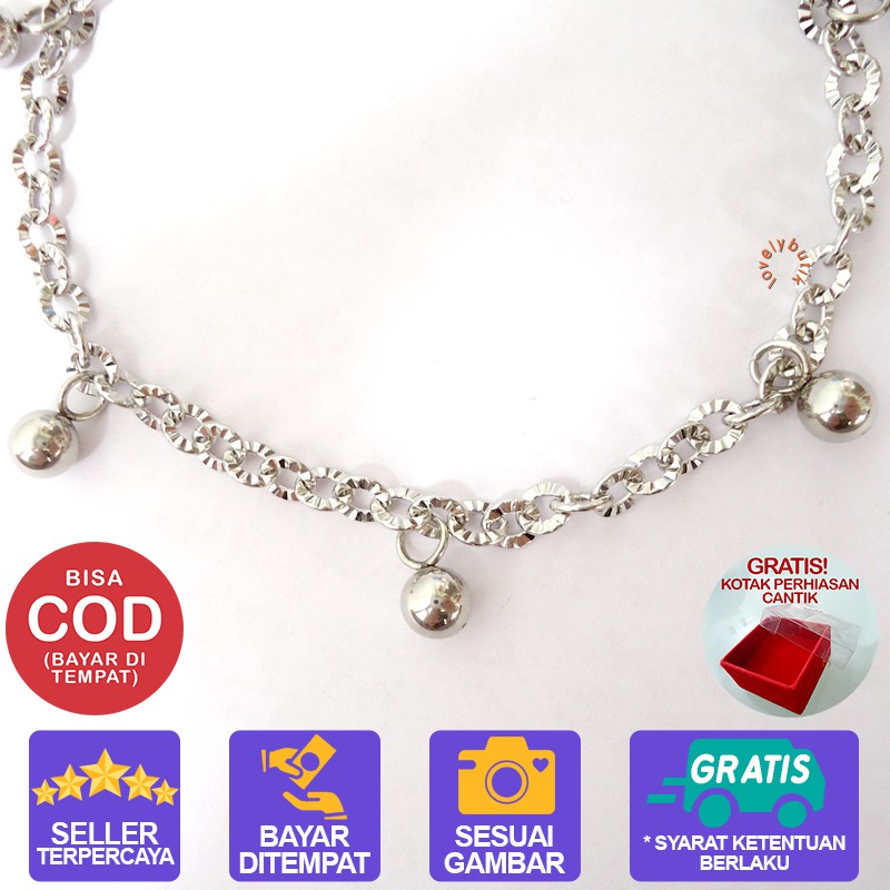 Lovelybutik Gelang Tangan Wanita Titanium Anti Luntur Model Nori donat Bol4 Uk 18 cm BONUS KOTAK PERHIASAN