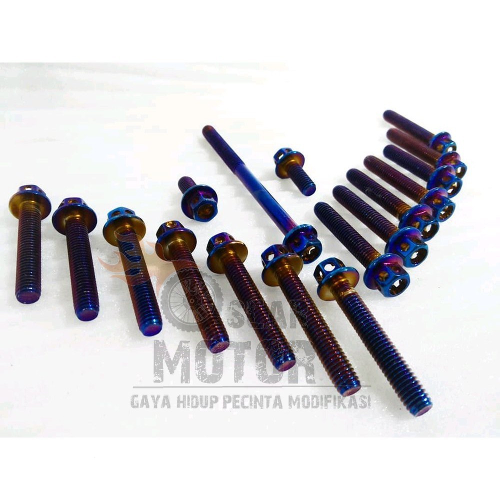 Baut Blok CVT Probolt Thailand Flower Gold - Blue Beat Scoopy Full Set flowers motor motor