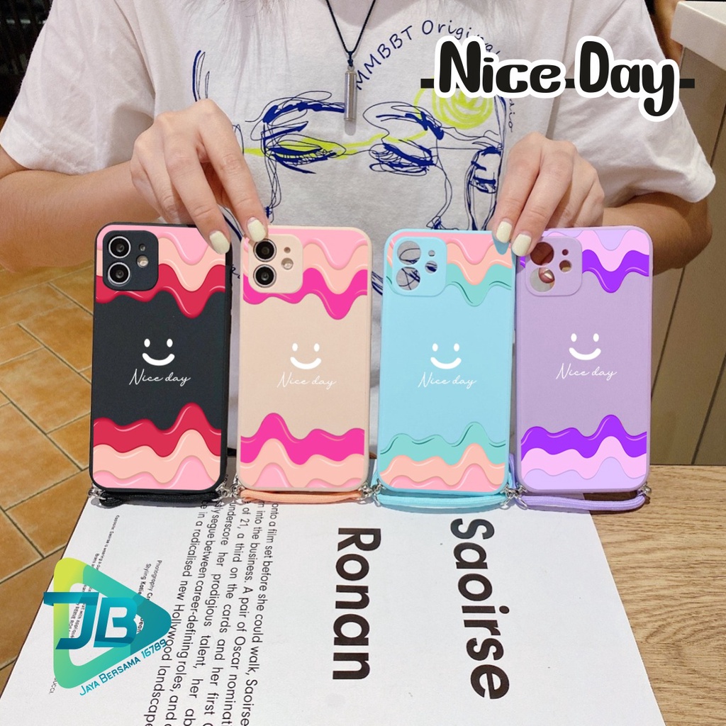 SOFTCASE SILIKON SLINGCASE TALI LANYARD STRAP PHONE MACARON PELINDUNG KAMERA NICE DAY OPPO VIVO SAMSUNG XIAOMI REALME IPHONE ALL TYPE JB5383