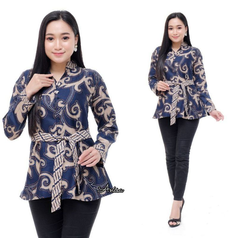BAJU BATIK WANITA MODERN MONALISA GENES M,L,XL asli PEKALONGAN-talping navi