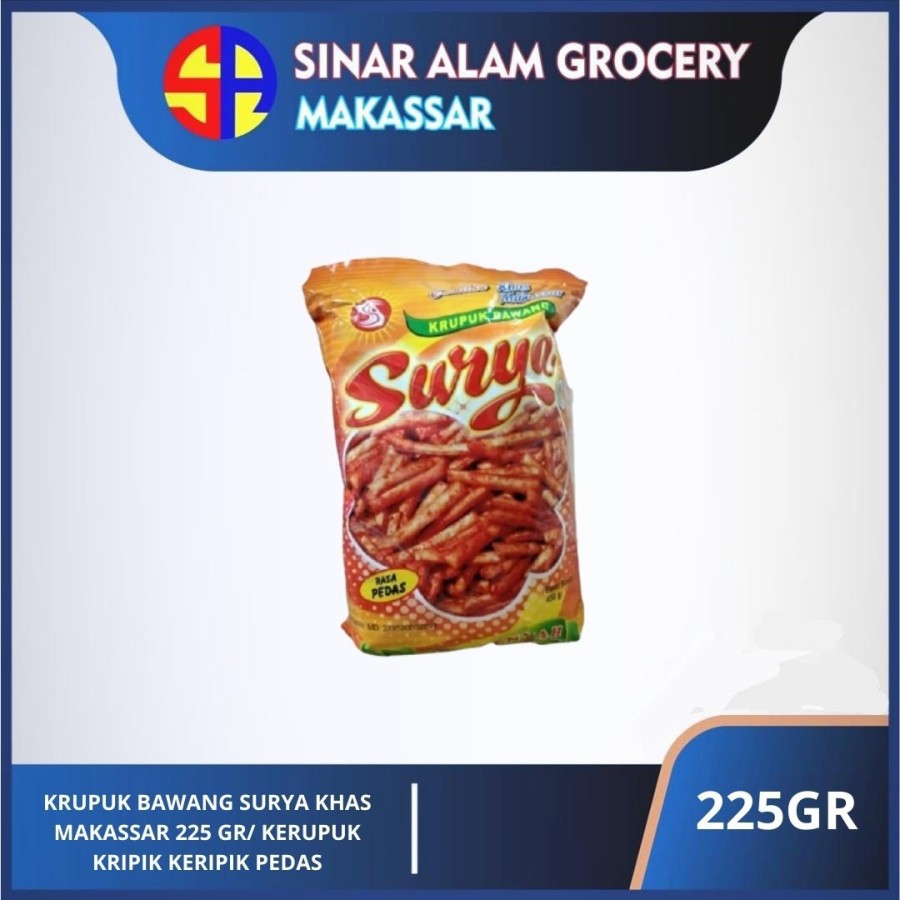 

KRUPUK BAWANG SURYA KHAS MAKASSAR 225 GR/ KERUPUK KRIPIK KERIPIK PEDAS