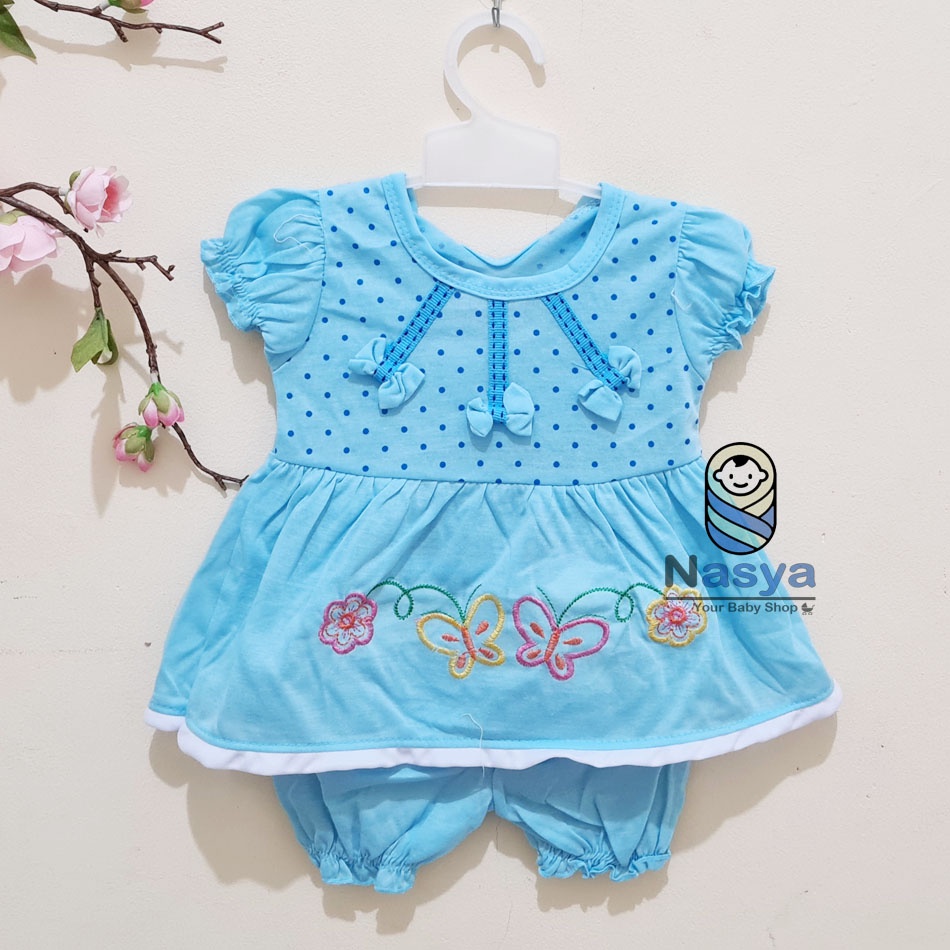 [N-076] Baju bayi Lengan Pendek / setelan baju bayi bermotif MURAH (3-6 bulan)