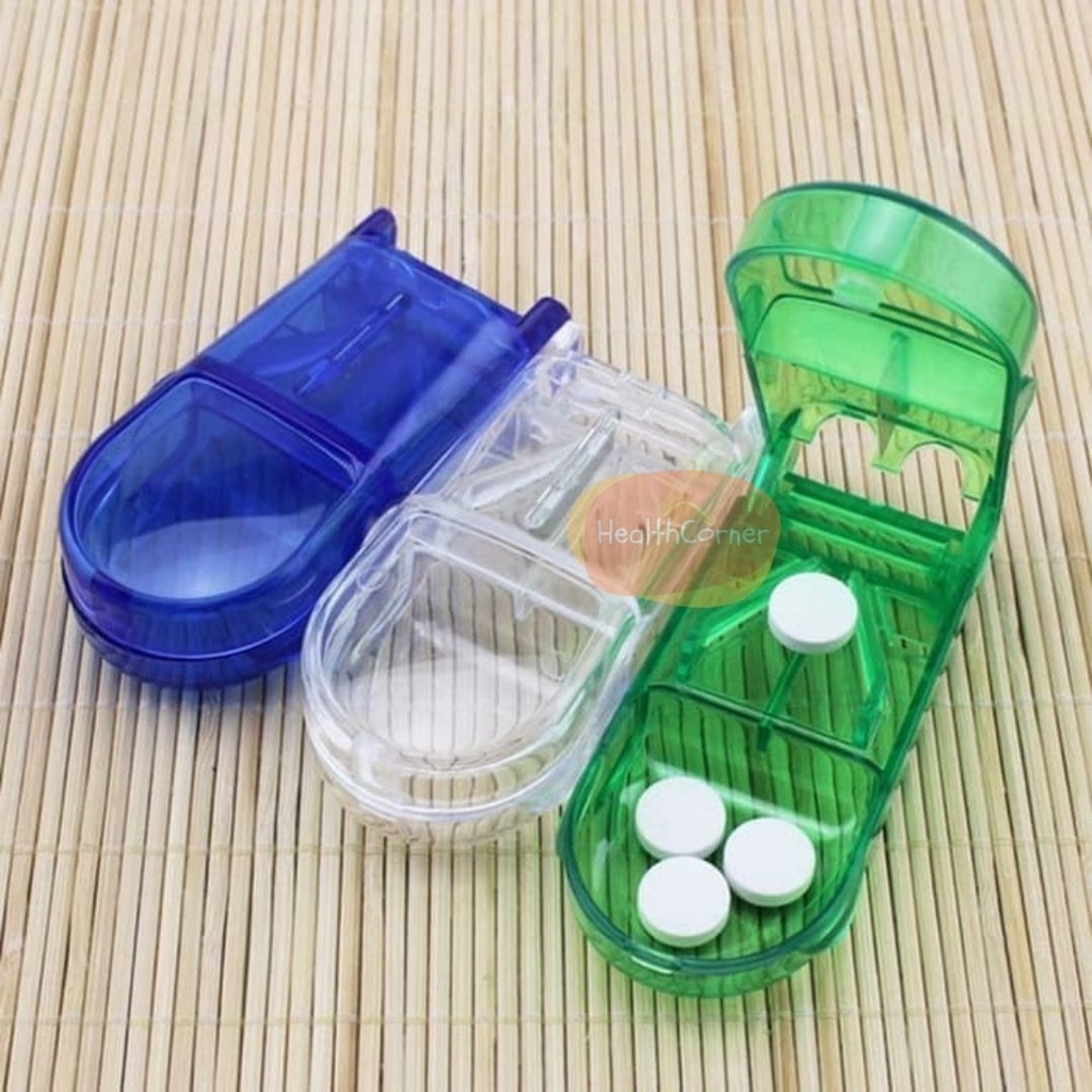 Kotak Obat Alat Pemotong Obat Box Tempat Kotak Penyimpanan Pill Cutter Capsul Pemecah Pil Tablet Kapsul