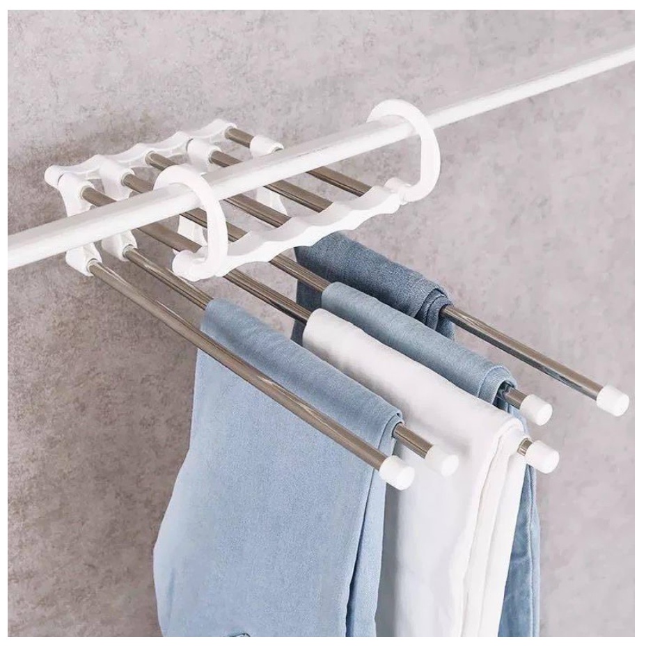 [MH] Hanger 5 in 1 Stainless Steel Gantungan Baju Celana Jilbab Multifungsi