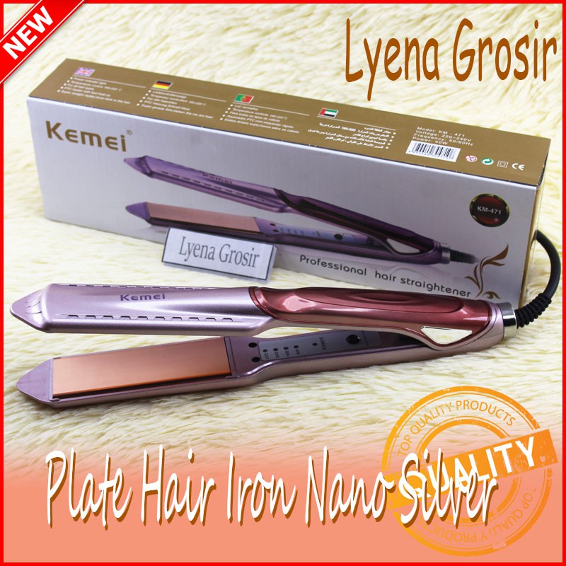 Catokan Pelurus Rambut KEMEI KM-471 Plate Hair Iron Nano Silver Gold Temperatur Control ORIGINAL TERMURAH