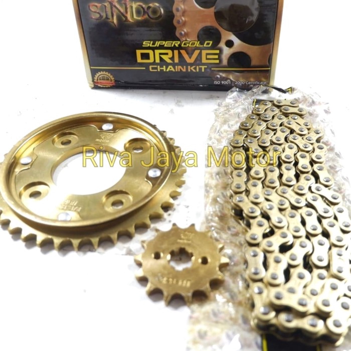 Gear Paket / Gir Set + Rantai Blade Revo Supra X FIt Lama New Karisma Absolute 125 Model SSS Gold