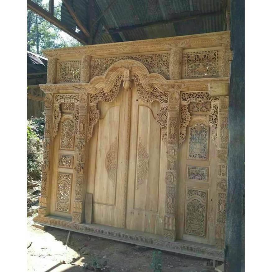 kusen pintu gebyok jawa jati ukuran 3m pintu gebyok jati pintu ukir kusen jati pintu antik pintu uki