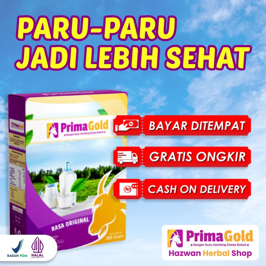 Prima Gold - Golden Goat Susu Murni Kambing Etawa Bantu  Optimalkan Kepadatan Tulang &amp; Sendi, Bantu Atasi Masalah Pernapasan Asma Bronkitis Radang Tenggorokan Tingkatkan Kekebalan Imunitas Lancarkan Pencernaan Isi 200gr