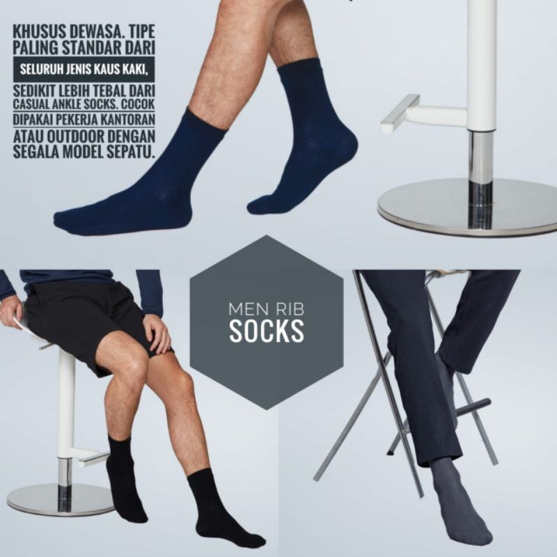 Nefful Men's Rib Socks Kaus Kaki Kesehatan Pria