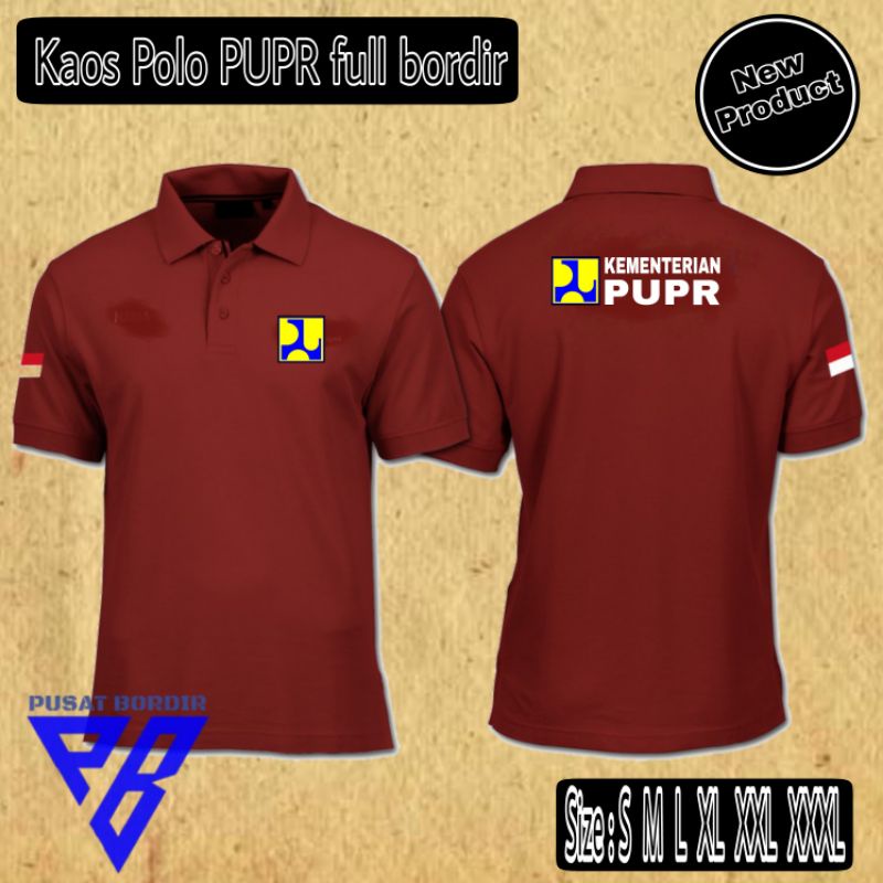 baju PUPR full bordir tshirt polo Kementerian PUPR bordir kaos polo dinas pekerjaan umum bordir