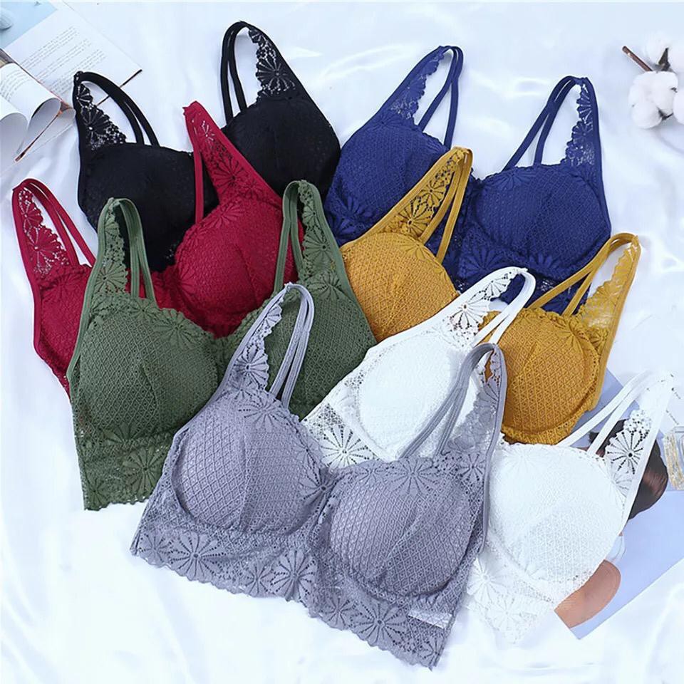 Blackpink Bra Wanita BH Pakain Dalam Wanita  Fashion Crop Top Motif Bunga Tali Belakang Ganda 1169