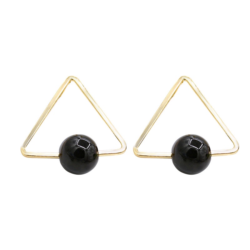 Temperament simple triangle pearl earrings niche design sense geometric earrings personality creative hollow earrings women