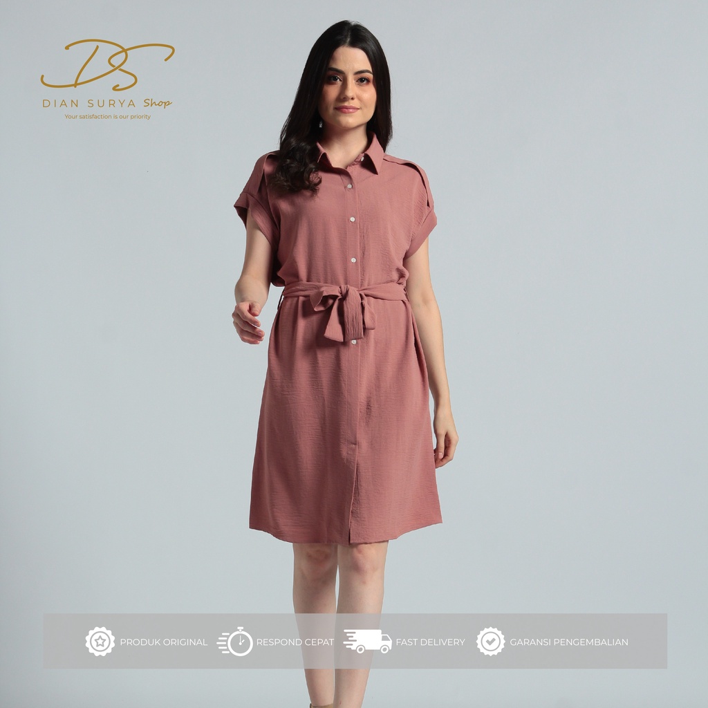 DS Shop - Ece Short Dress Collar Pink | Dress wanita dress korea atasan baju tunik premium quality |