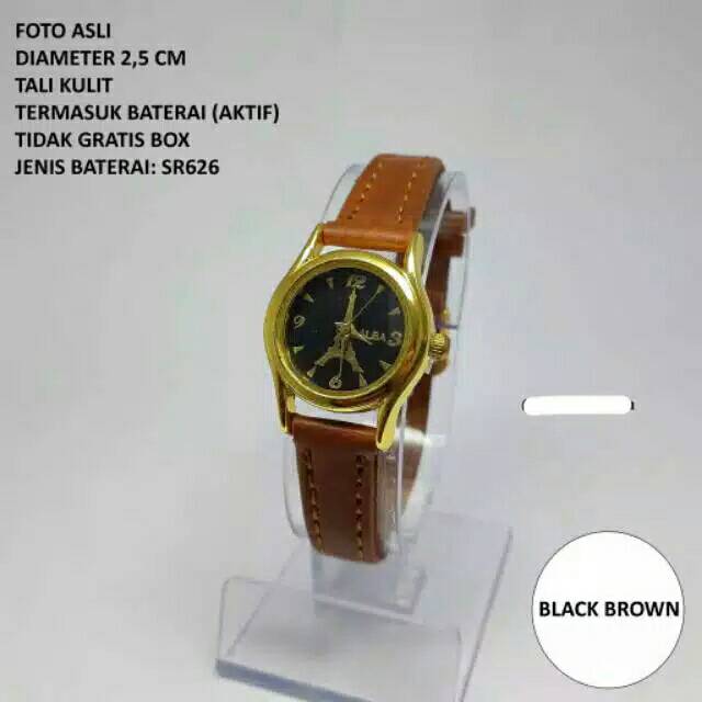 Jam Tangan Wanita Alba Strap Kulit Ring Gold