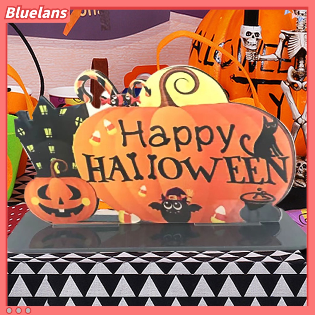 Ornamen Desain Happy Halloween Bahan Akrilik Untuk Dekorasi Meja