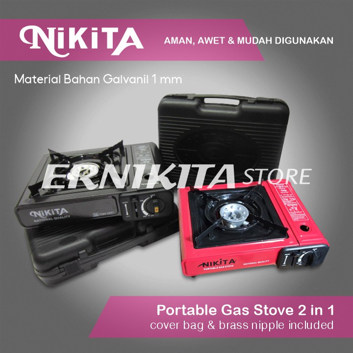 NIKITA KOMPOR GAS PORTABLE 2 IN 1 - Material Galvanil Tebal Cover Tas