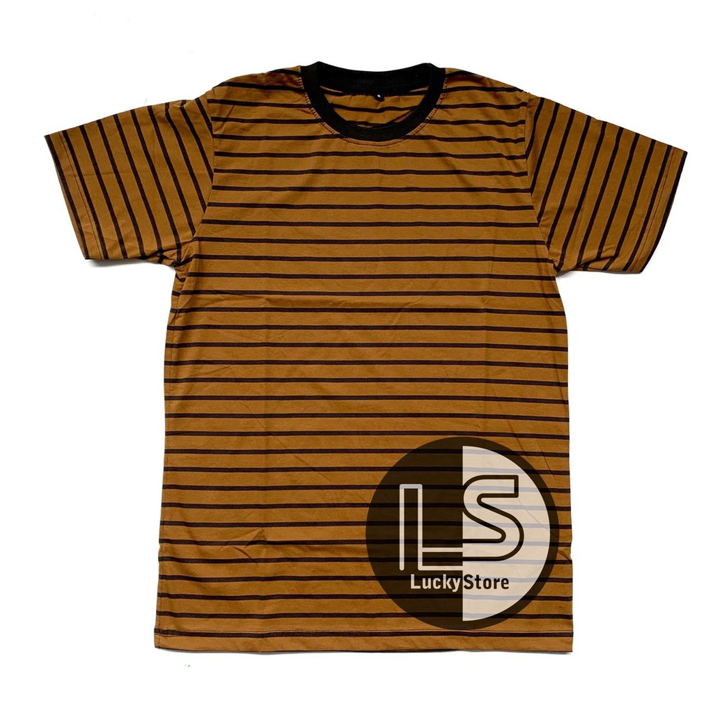  Kaos  Stripe Pria Caramel  List Hitam Shopee Indonesia