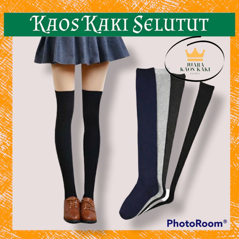 TERMURAH!!KAOS KAKI PANJANG WANITA DEWASA HITAM ABU NAVY kaoskaki korean style