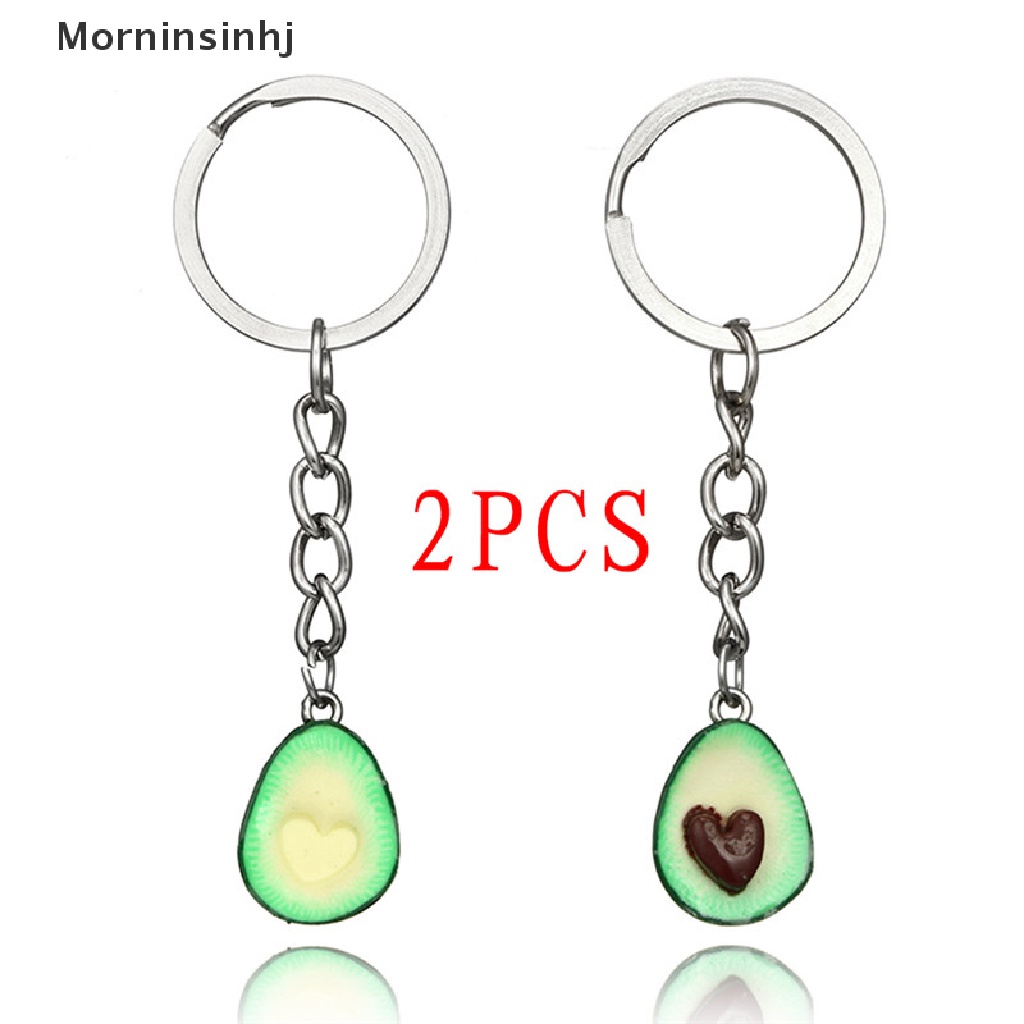 Mornin Handmade Polymer Clay Avocado Heart Pendant Keychain Gantungan Kunci Key Ring Rantai Hadiah id