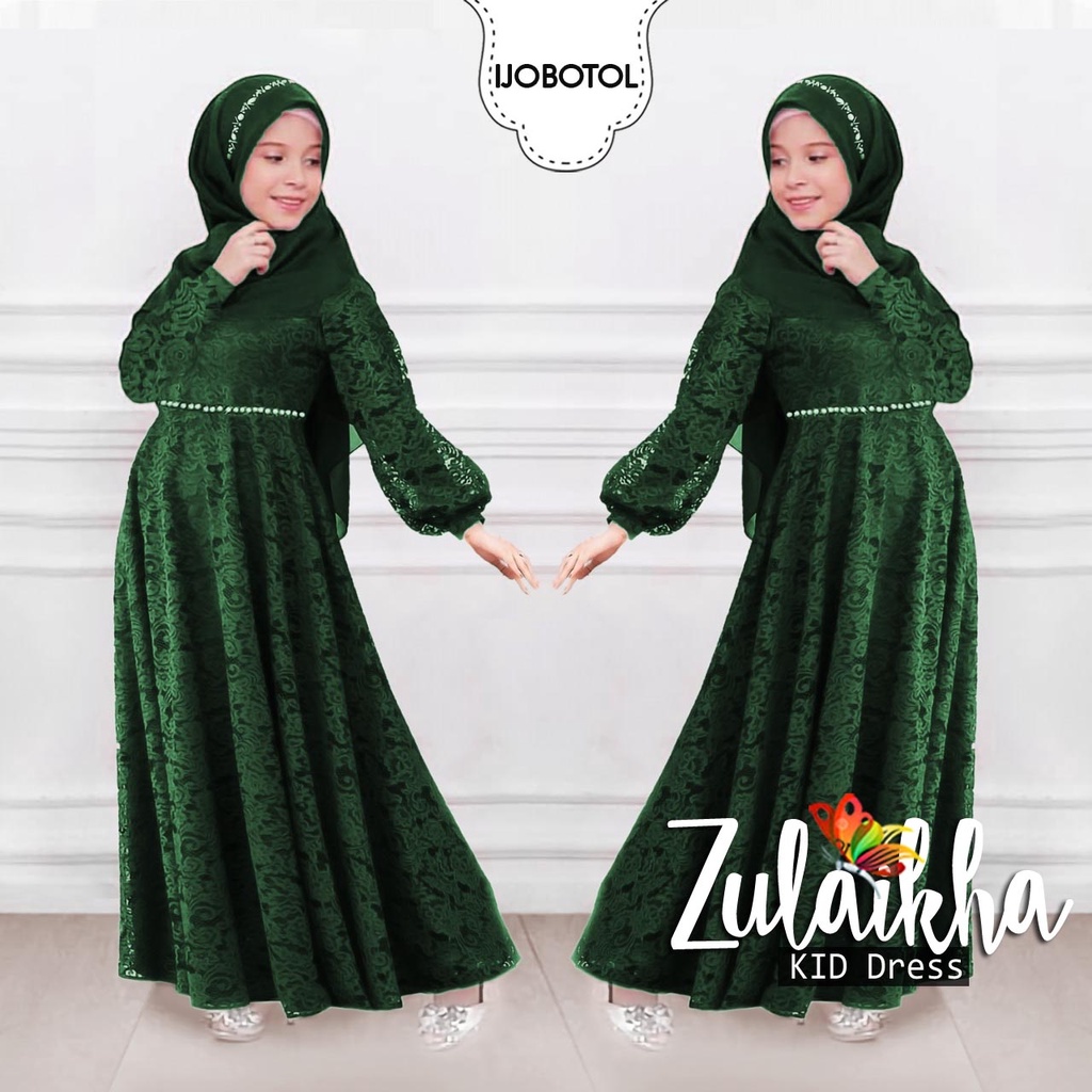 ZULAIKHA MAXI DRESS ANAK 6-8TH / GAMIS ZULAIKHA KID / DRESS BRUKAT LEBARAN ANAK / BAJU PESTA KONDANGAN