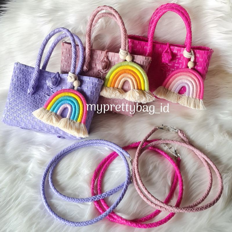 (TANPA ACCESORIES) READY CANDY BAG Tas Jaly Tas Jali Tas Anyaman Premium Warna Permen