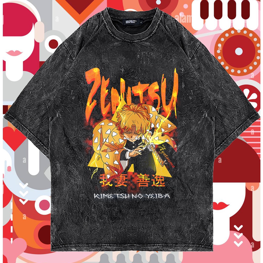 KIMETSU NO YAIBA ZENITSU OVERSIZE WASHED TEES