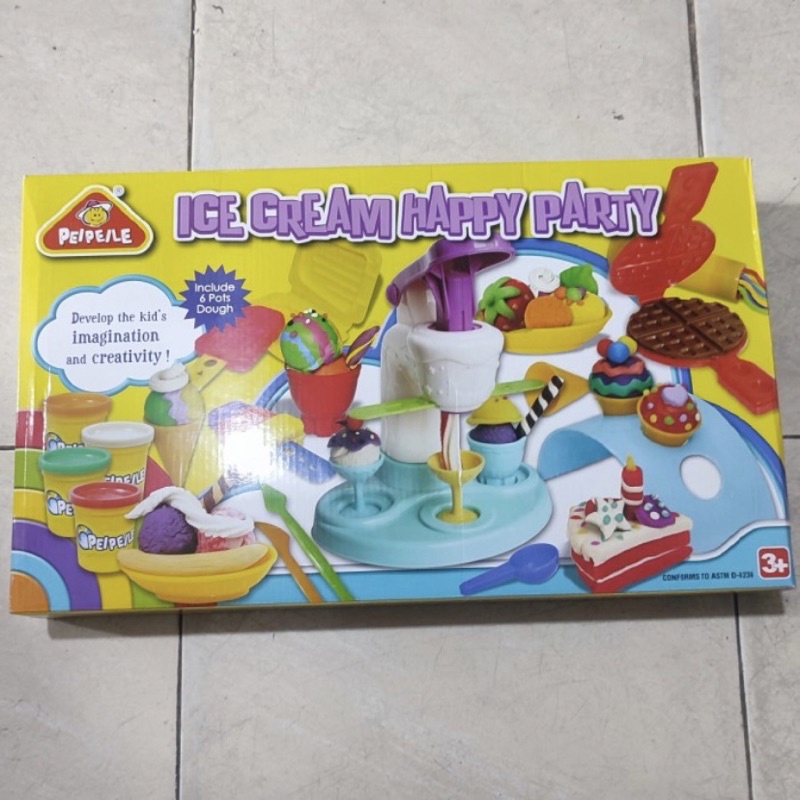 Kado Mainan Anak Playdoh Dough Clay Peipeile Ice Cream Party Set