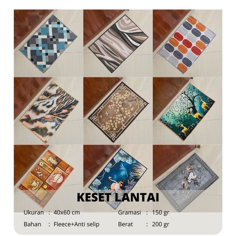 RC Keset Lantai Bahan Fleece Import Ukuran 40x60 cm Anti Selip Desain Minimalis Bunga