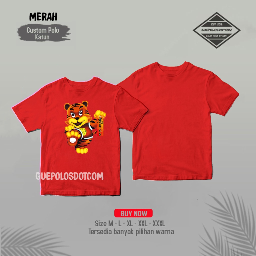 TSHIRT BAJU KAOS IMLEK 2022 tiger papan nama - KAOS GONG XI FA CAI FREE NAMA COUPLE FAMILY DEWASA DA